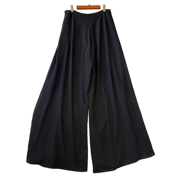 Lulus Palazzo Pants Womens M Super Wide Leg Chiffon Back Zip Side Slit Boho - Picture 1 of 12